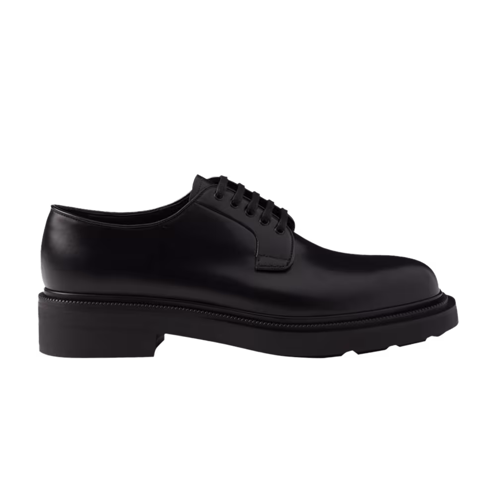 Prada Brushed Leather Derby Black