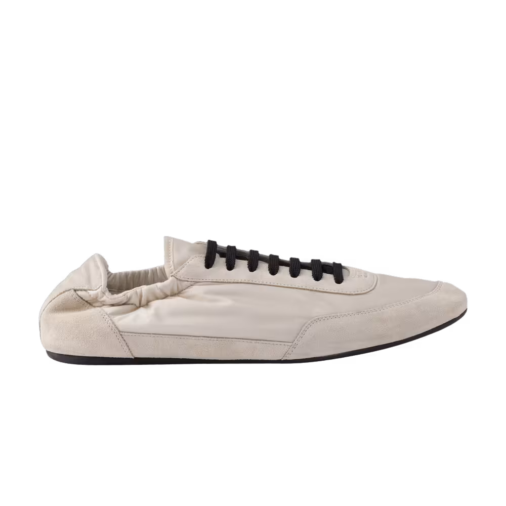 Prada Women's Collapse Re-Nylon and Suede Sneaker Ivory