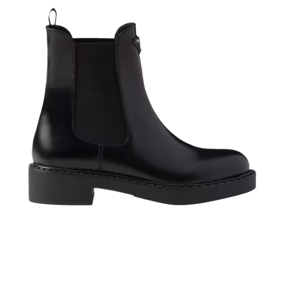 Prada Women's Brushed Leather Chelsea Boot Black