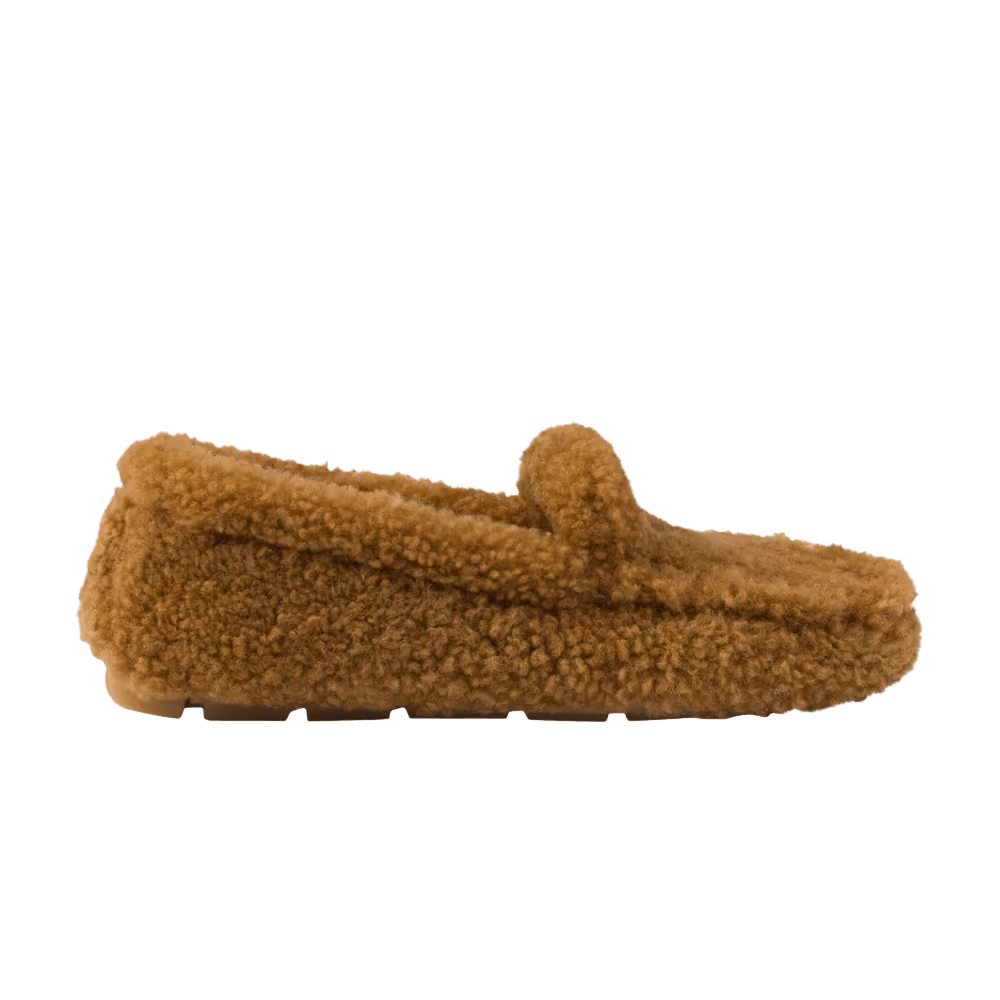 Prada Women's Shearling Driving Loafer Caramel