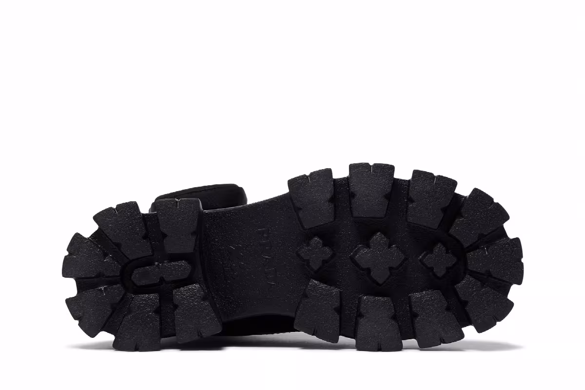 Prada Monolith Brushed Leather and Nylon Boot Black, view 5