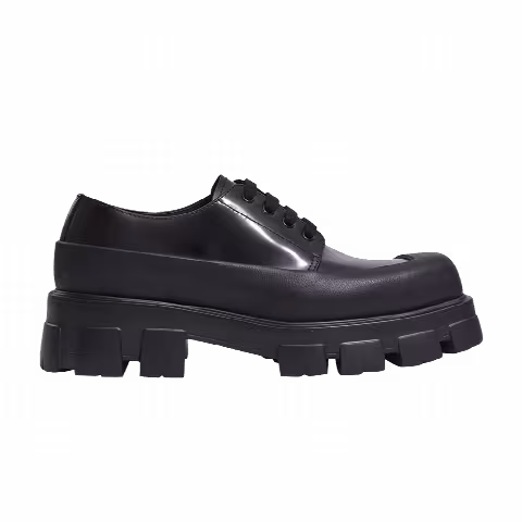 Prada Monolith Brushed Leather Lace-up 'Black'