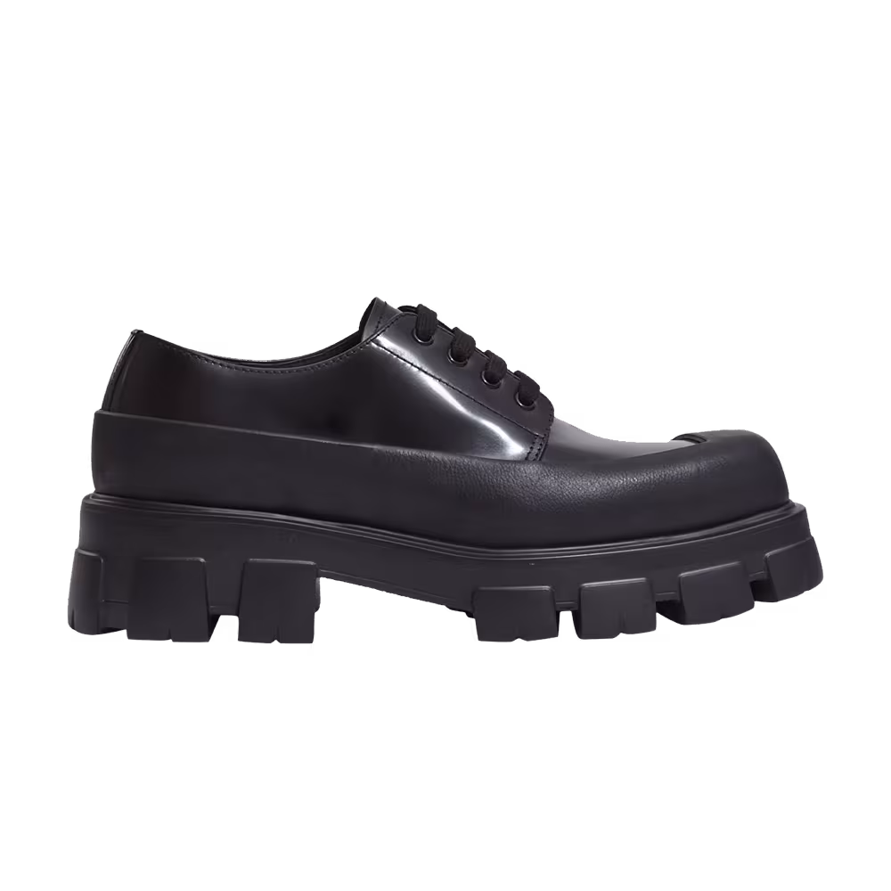 Prada Monolith Brushed Leather Lace-up Black