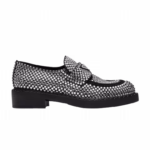 Prada Wmns Satin Loafer 'Black Studded Crystal'