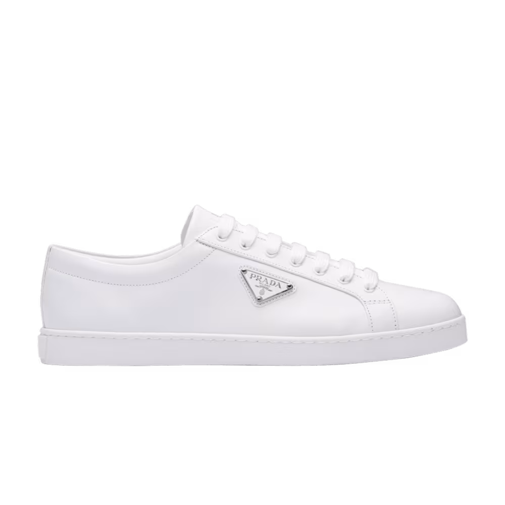 Prada Brushed Leather Sneaker White