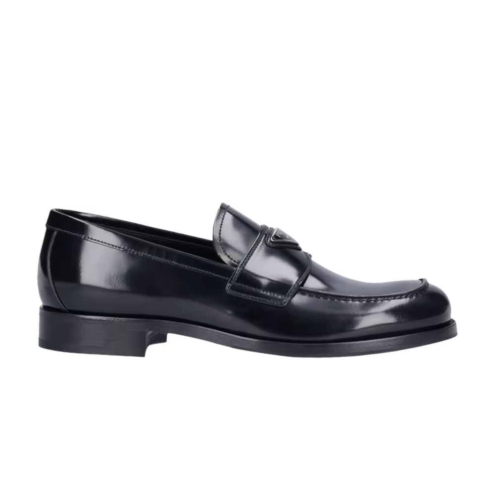 Prada Logo Plaque Penny Loafer Black
