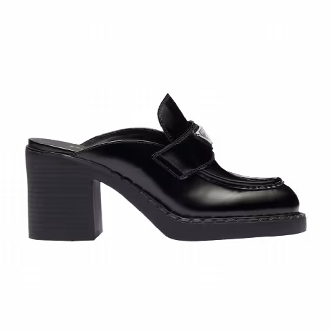Prada Wmns Chocolate Brushed Leather Mule 'Black' 2022