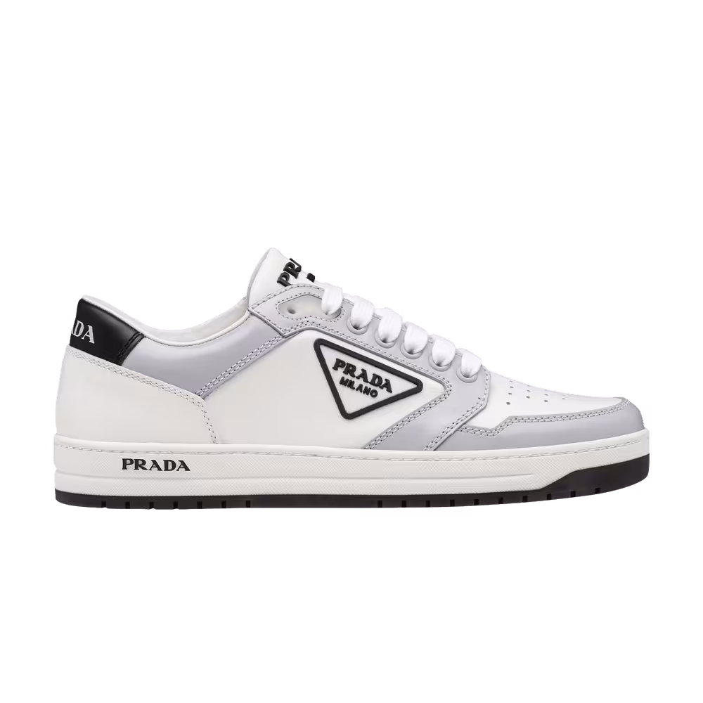 Prada Women's District Leather Sneaker Low White Cornflower Blue