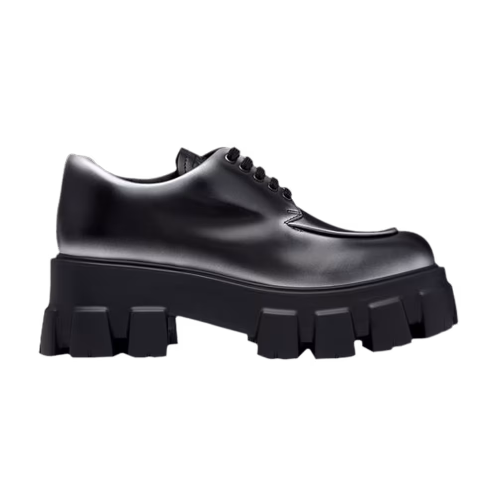 Prada Women's Monolith Lace Up Black Silver Ombre