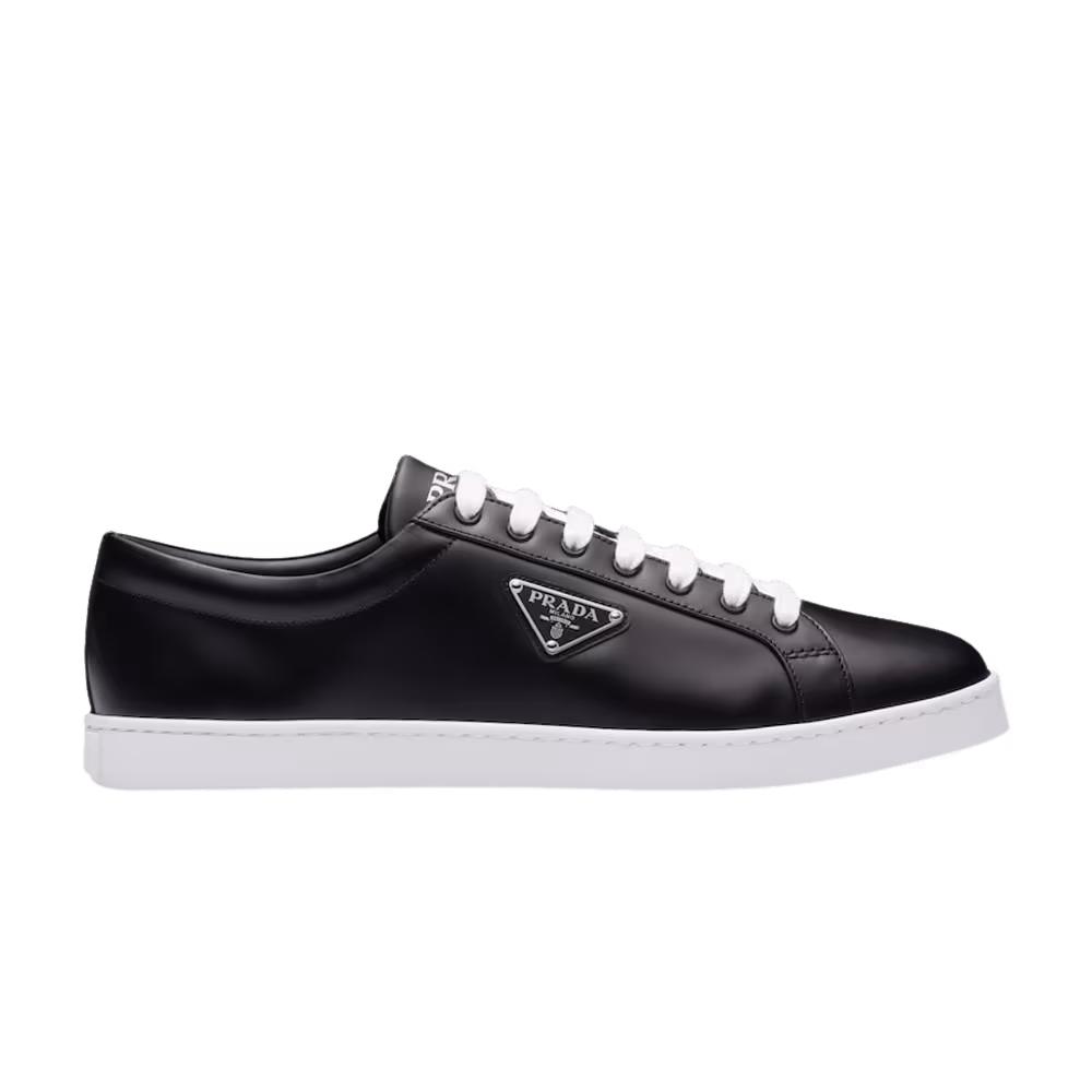 Prada Brushed Leather Sneaker Black