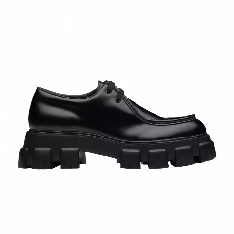 Prada Monolith Brushed Leather Lace-Up 'Black'