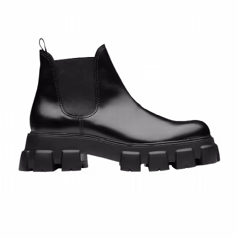 Prada Monolith Brushed Leather Chelsea Boot 'Black'