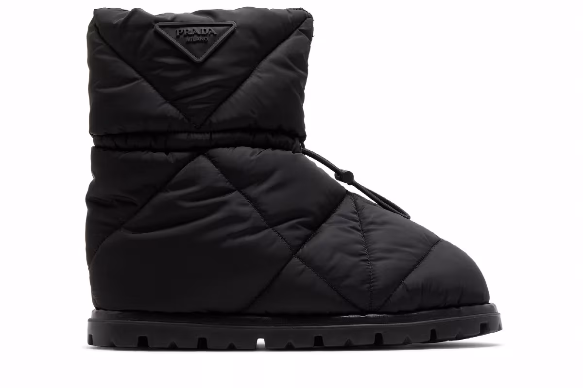 Prada Blow 19 Quilted Nylon Drawstring Boot Black, view 2