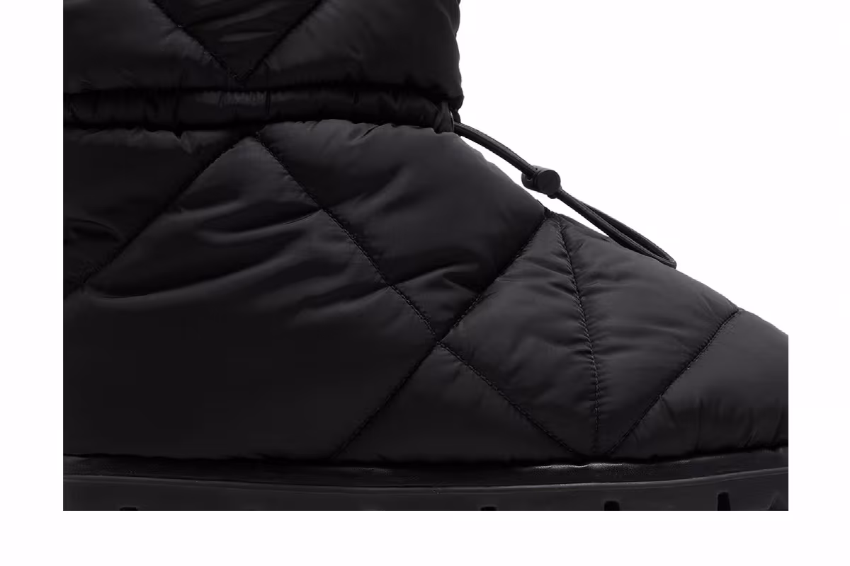 Prada Blow 19 Quilted Nylon Drawstring Boot Black, view 3