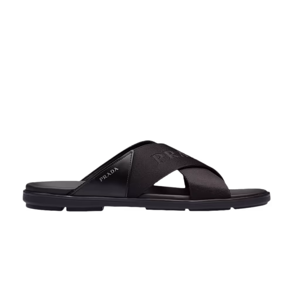 Prada Leather and Re-Nylon Sandal Black
