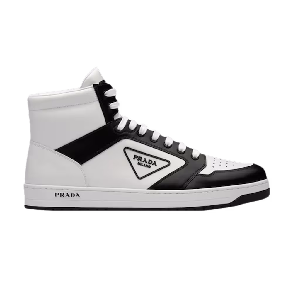 Prada District Leather Sneaker High White Black