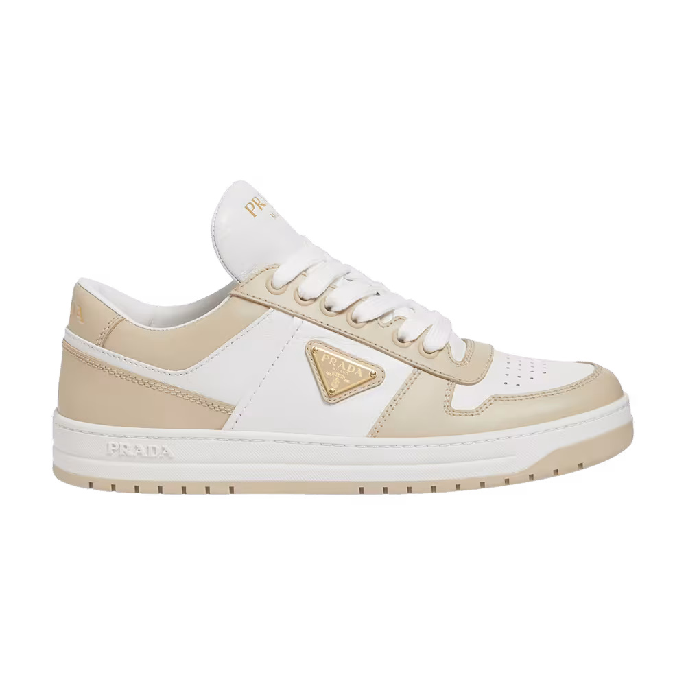 Prada Triangle Logo Leather Low White Desert