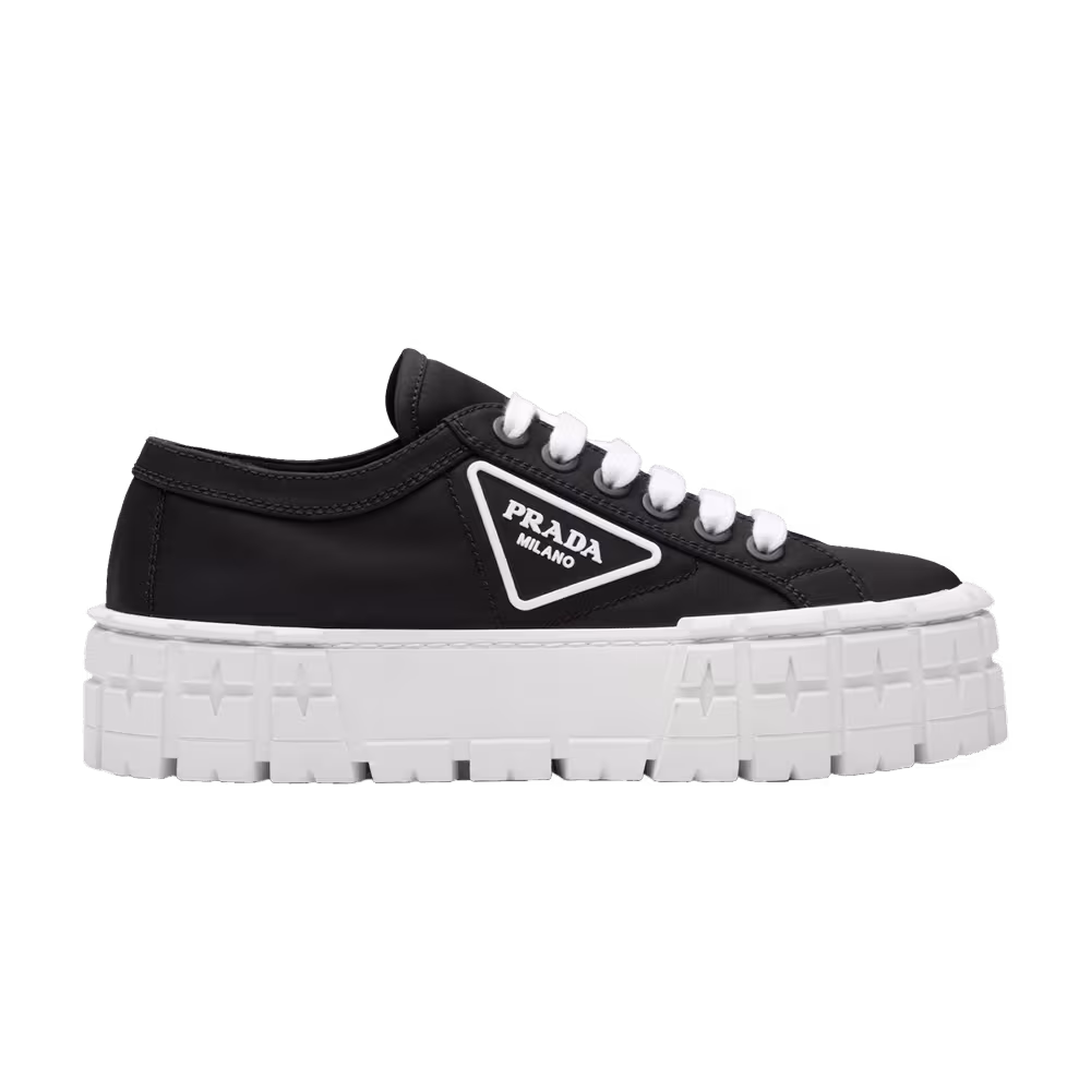 Prada Women's Gabardine Wheel Platform Black White