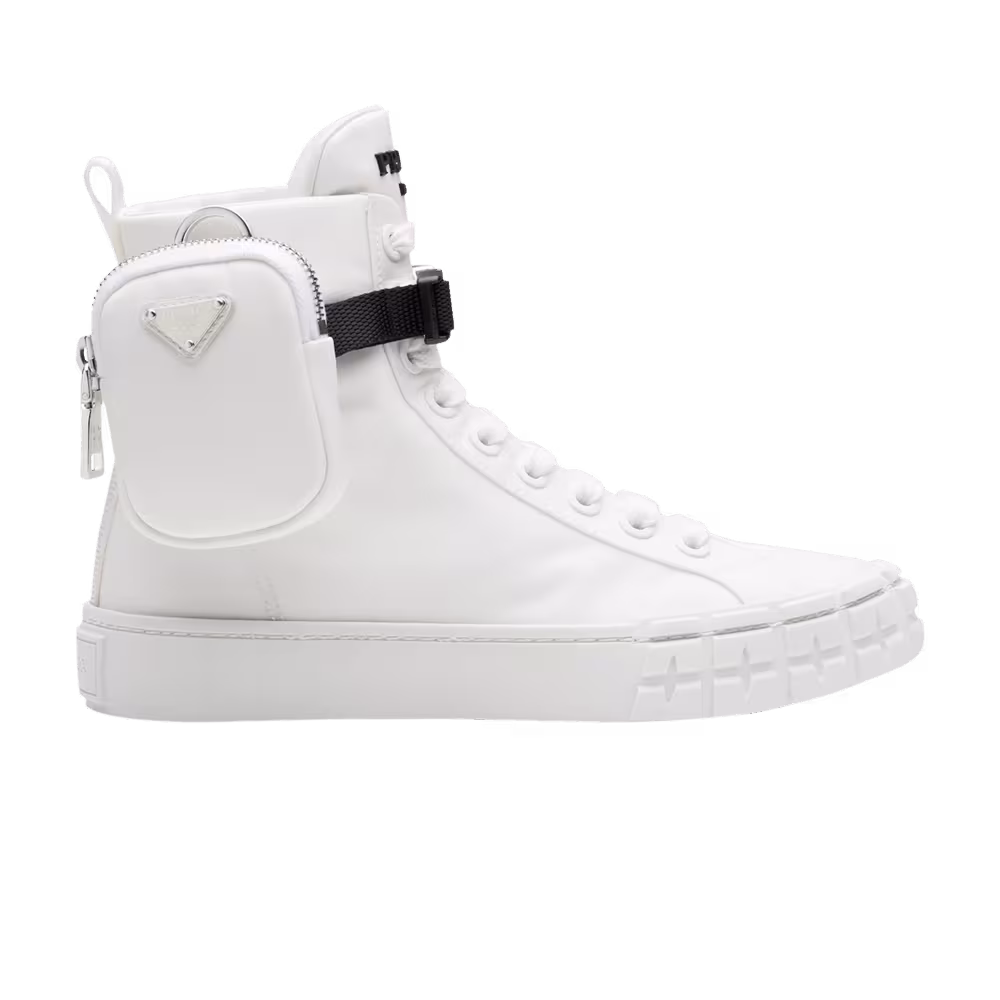 Prada Women's Wheel Re-Nylon Gabardine High Zip-Pouch - White