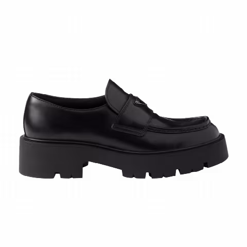 Prada Brushed Leather Chunky Loafer 'Black'