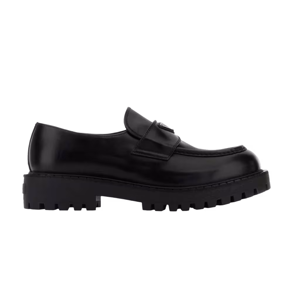 Prada Logo Plaque Slip-On Loafer Black