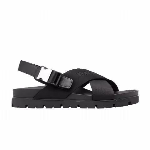 Prada Crisscross Straps Buckle-Fastening Sandal 'Black'