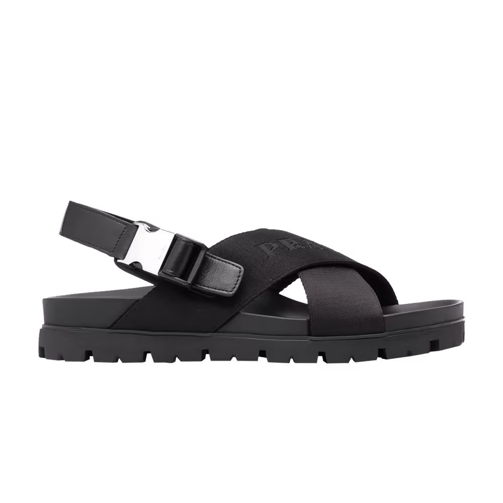 Prada Crisscross Straps Buckle-Fastening Sandal Black