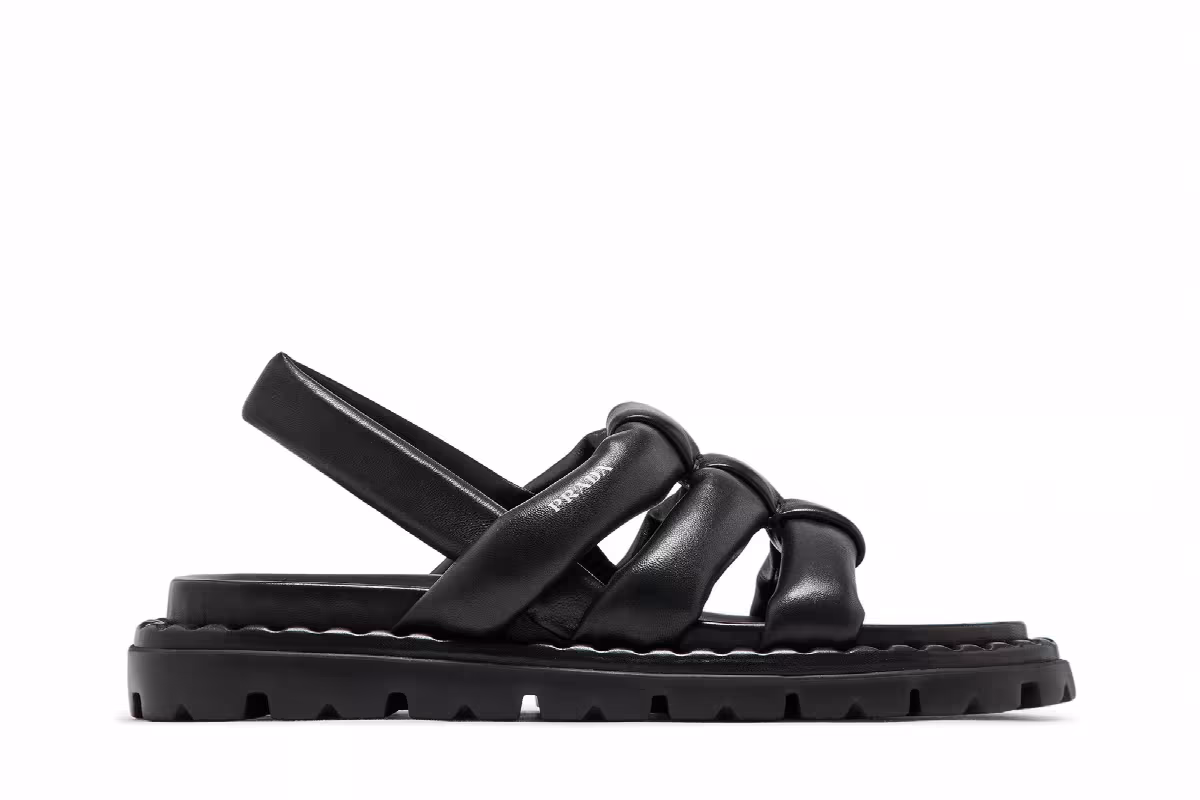 Prada Women's Nappa Sandal Black, view 2
