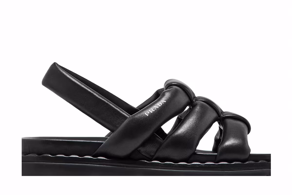 Prada Women's Nappa Sandal Black, view 3