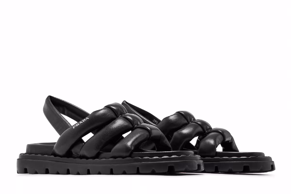 Prada Women's Nappa Sandal Black, view 9