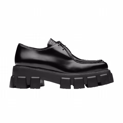 Prada Wmns Monolith Pointy Brushed Leather Lace Up 'Black'