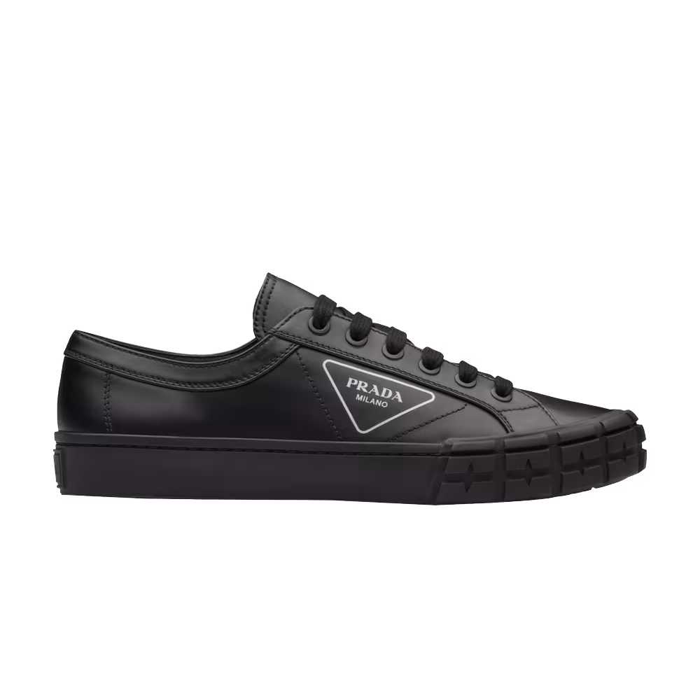 Prada Cassetta Wheel Leather Low Black