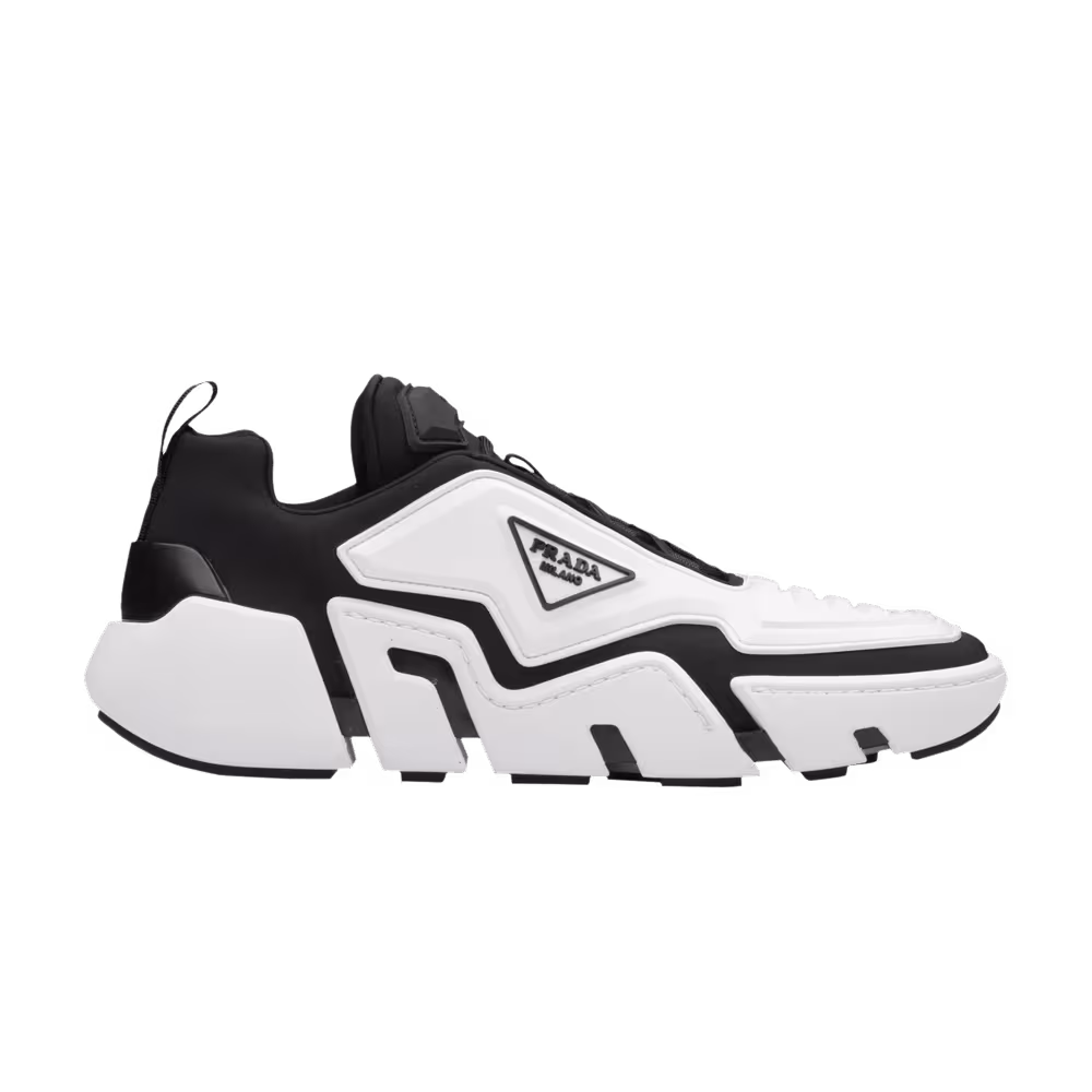 Prada Techno Stretch Fabric Sneaker White Black