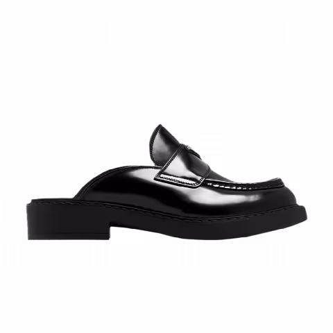 Prada Brushed Leather Mule 'Black'