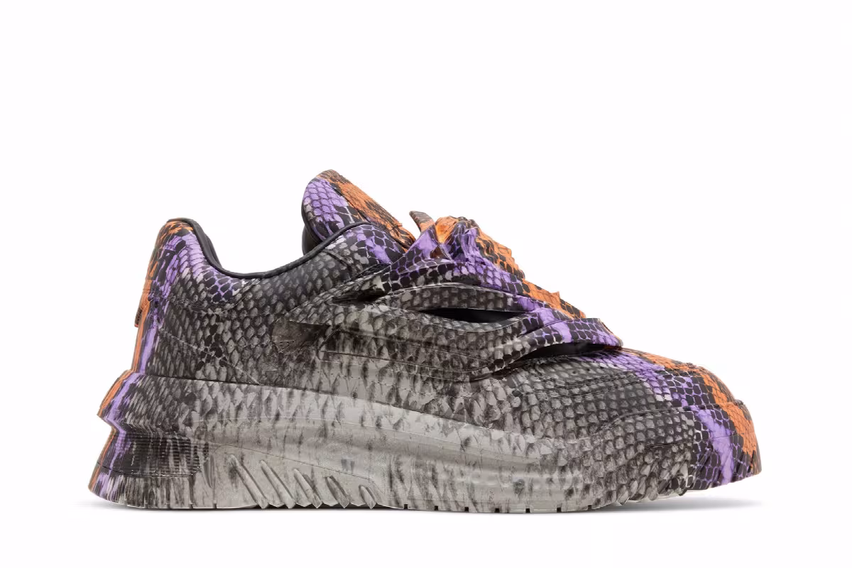 Versace Odissea Caged Rubber Medusa Sneaker Grey Orange Python, view 2