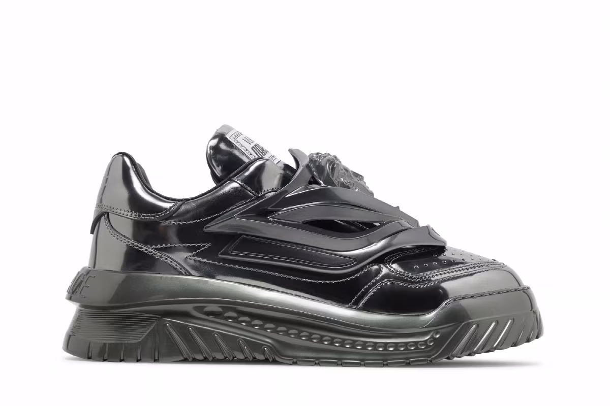 Versace Odissea Caged Rubber Medusa Sneaker Metallic Grey, view 2