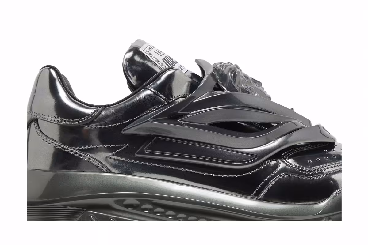 Versace Odissea Caged Rubber Medusa Sneaker Metallic Grey, view 3