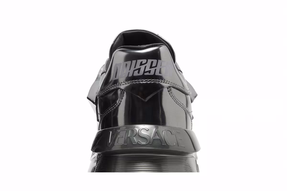 Versace Odissea Caged Rubber Medusa Sneaker Metallic Grey, view 8