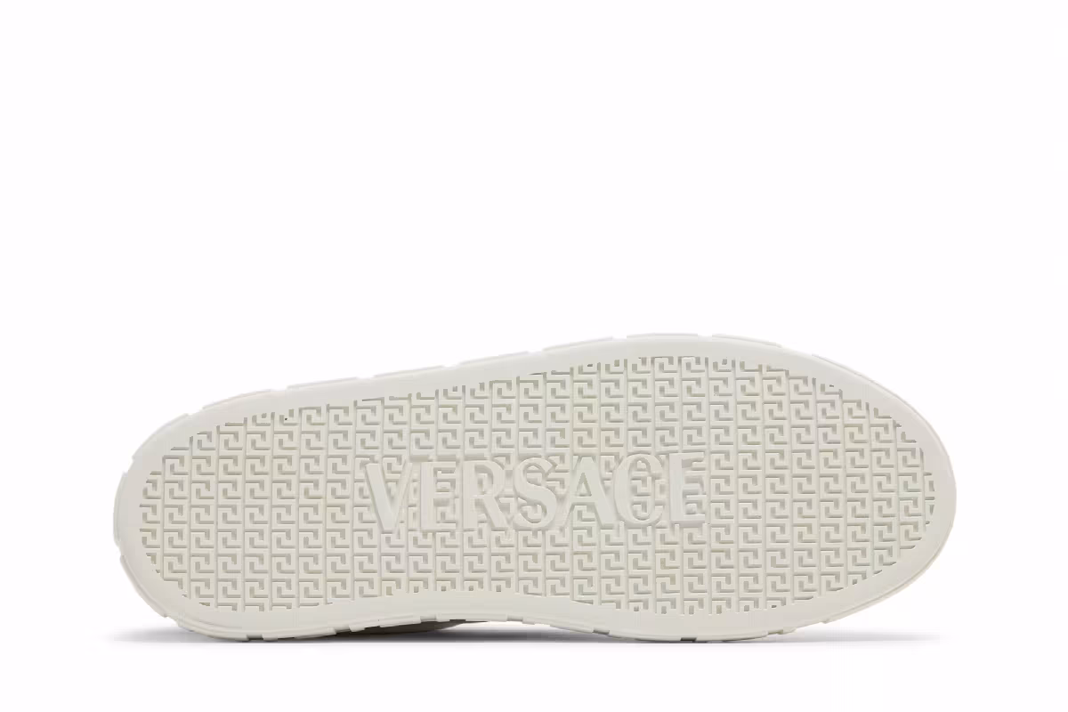 Versace Embroidered Greca Sneaker White Black, view 5