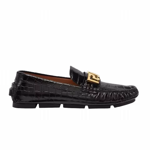 Versace Greca Loafer 'Croc - Black Gold'