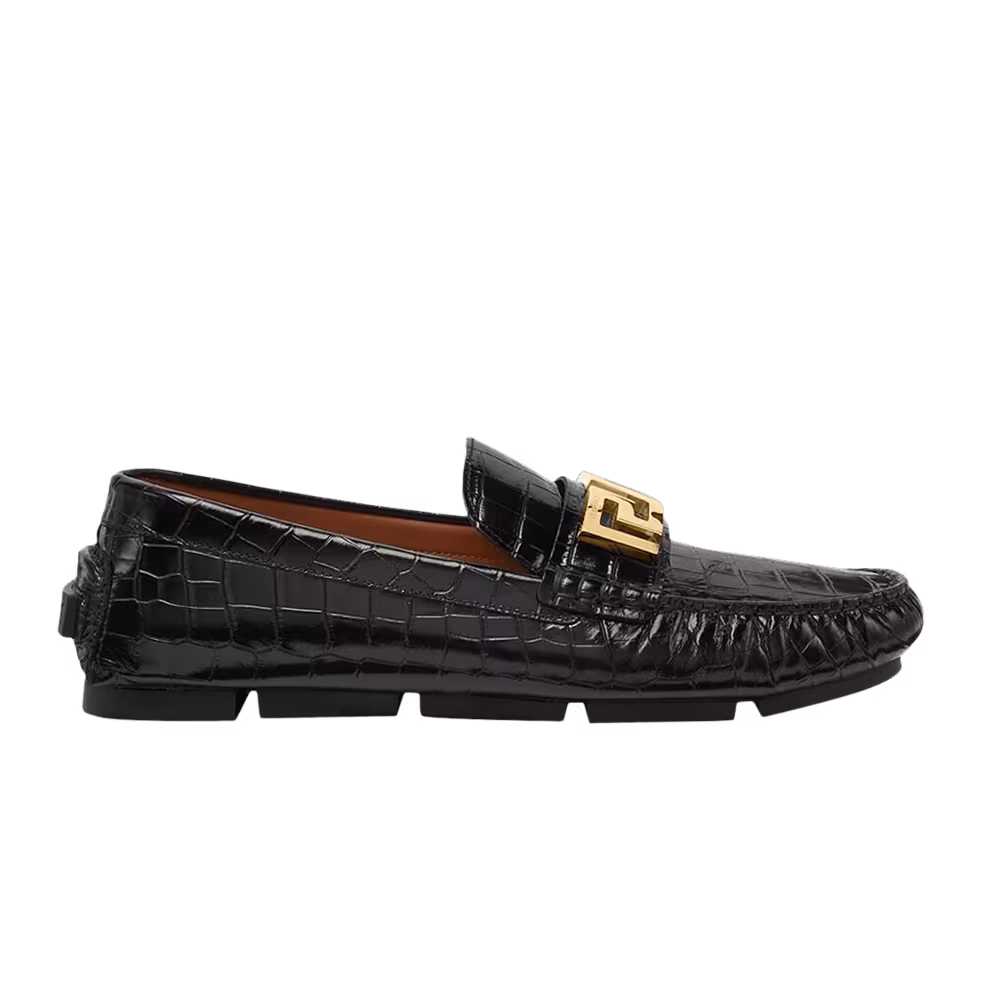 Versace Greca Loafer Croc - Black Gold