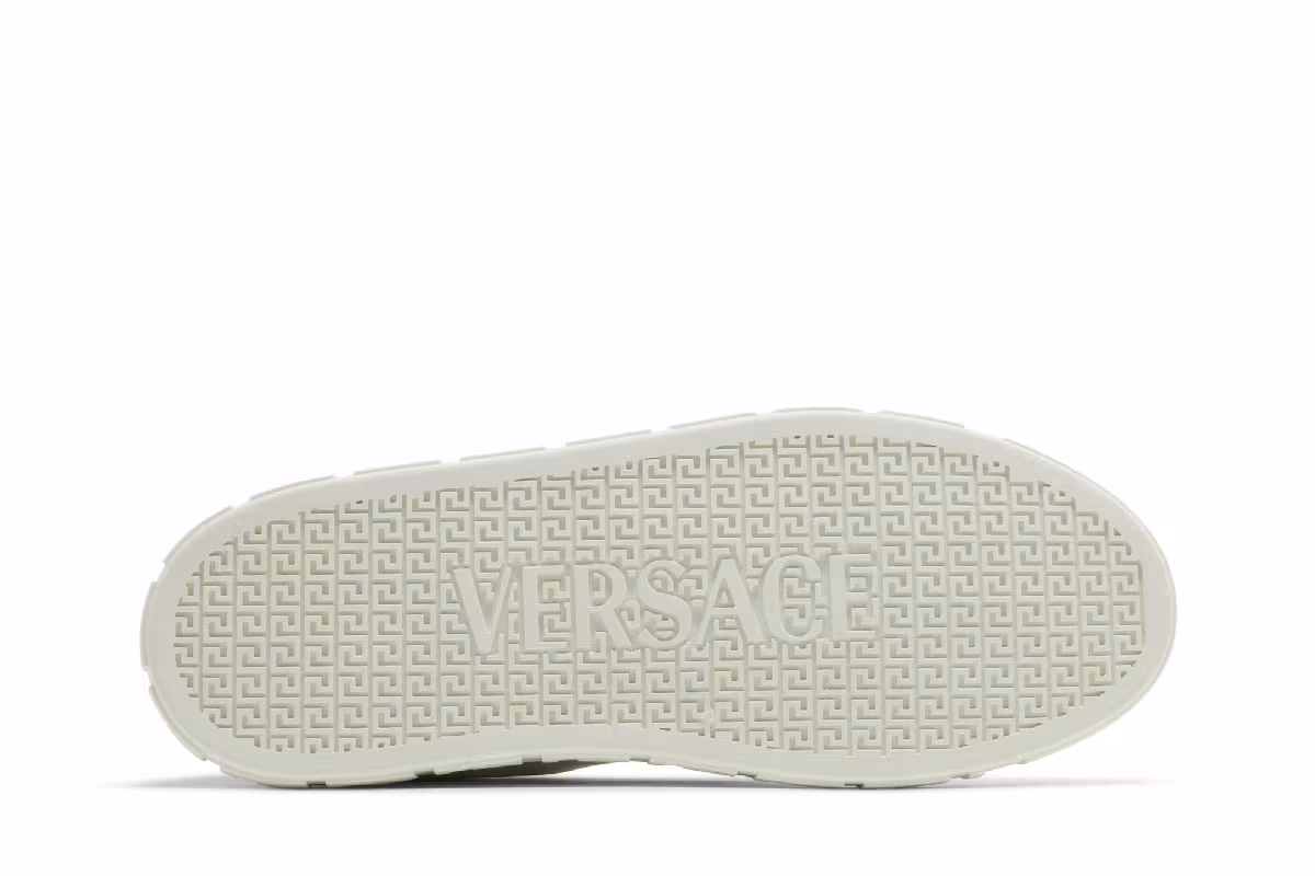 Versace Embroidered Greca Sneaker White Gold, view 5