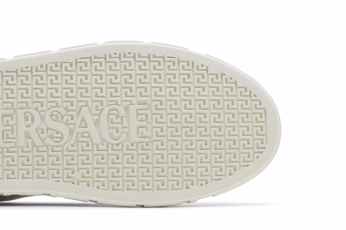 Versace Embroidered Greca Sneaker White Gold, view 6