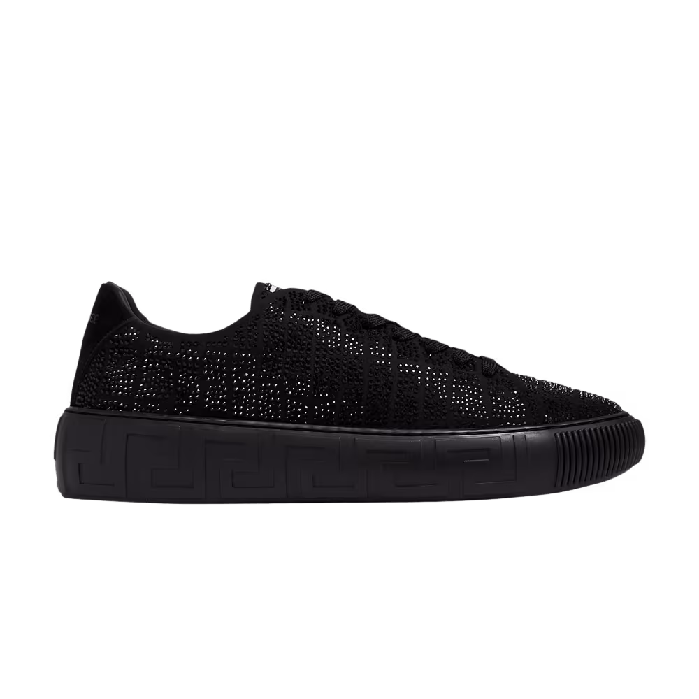 Versace Greca Low Crystal Croc Effect - Black