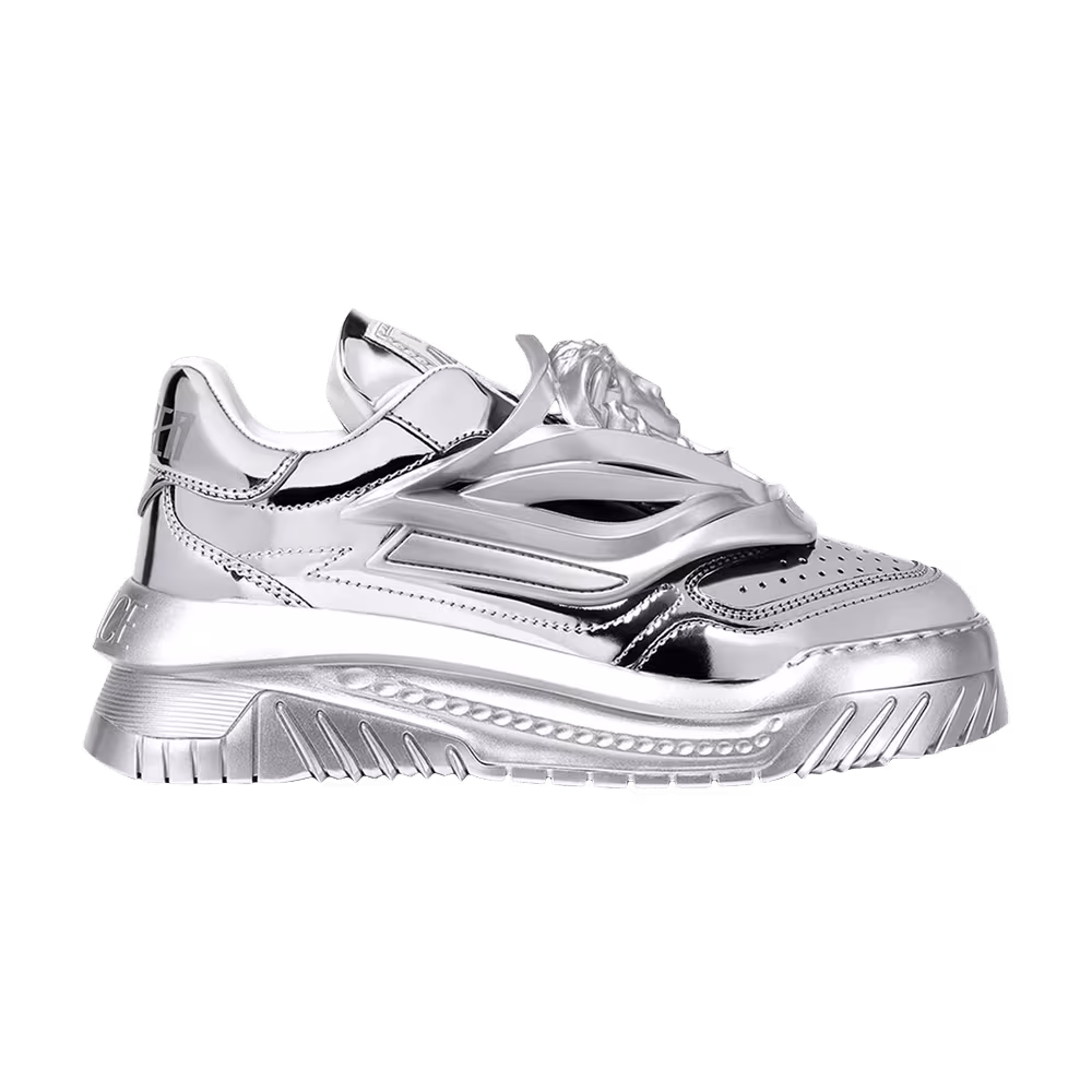 Versace Women's Odissea Caged Rubber Medusa Sneaker Metallic Silver