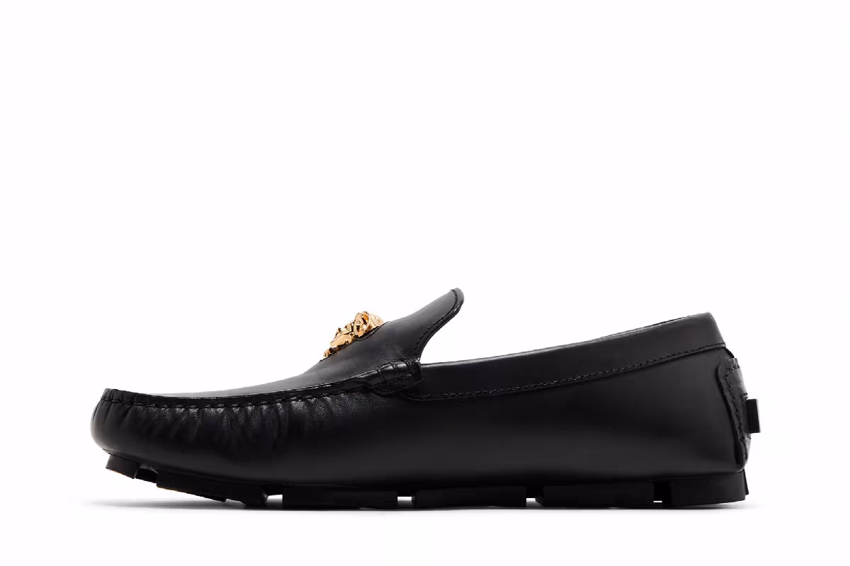 Versace La Medusa Driver Loafer Black Gold, view 4