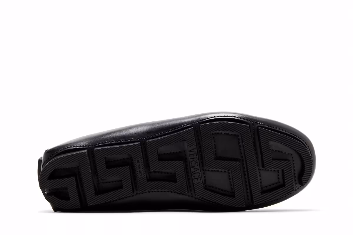 Versace La Medusa Driver Loafer Black Gold, view 5