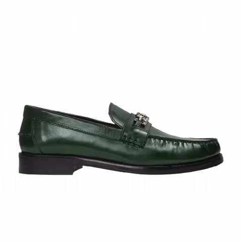 Versace Chain Leather Loafers 'Green'