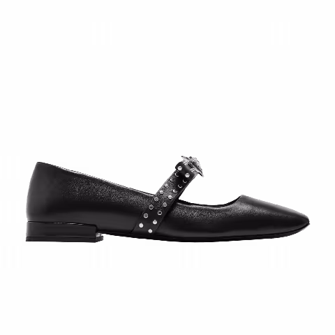 Versace Wmns Gianni Ribbon Studded Ballerinas 'Black'