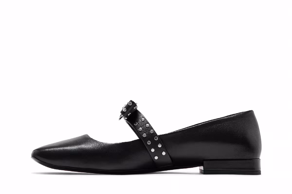 Versace Women's Gianni Ribbon Studded Ballerinas Black, view 4